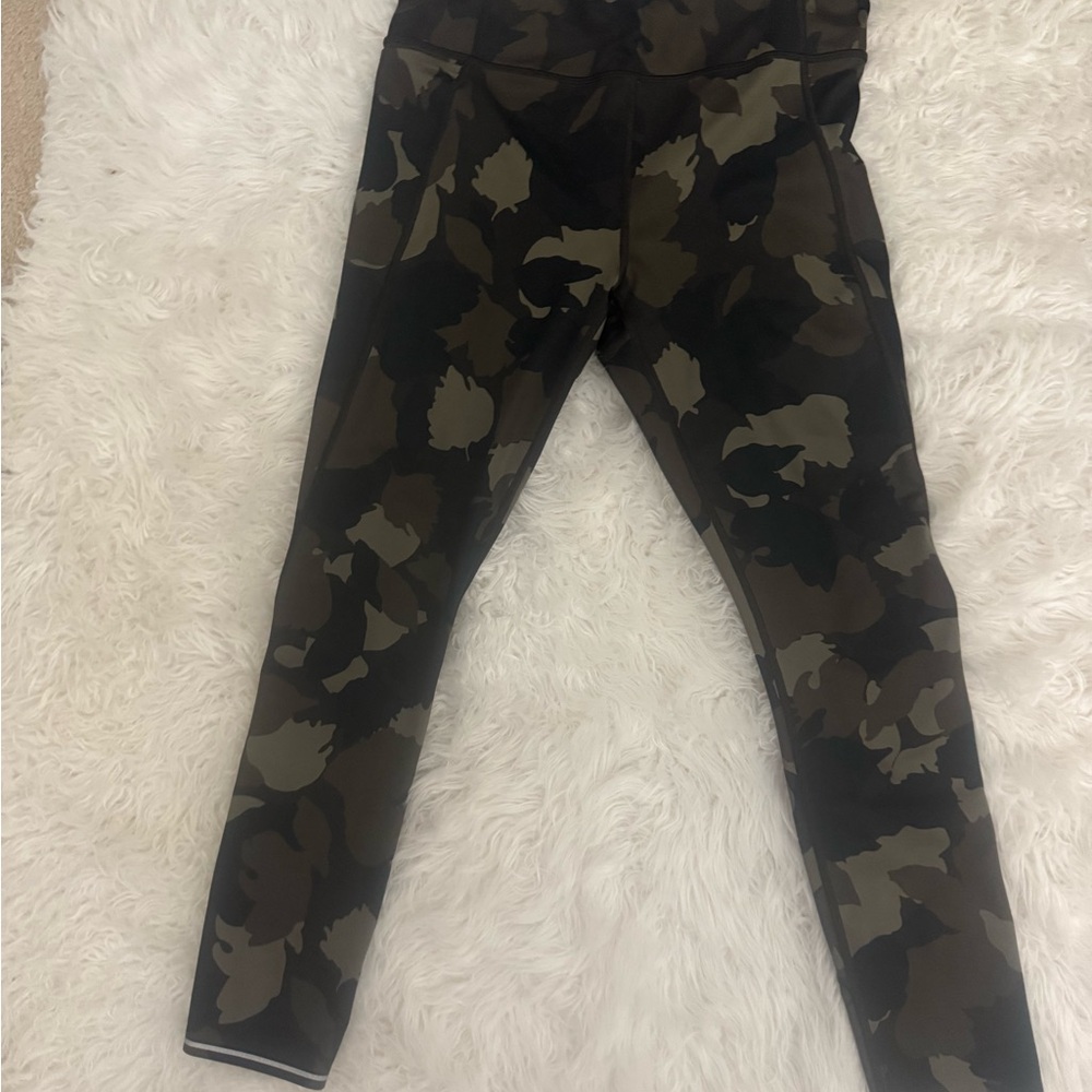 Athleta Camouflage Leggings in Olive Green, Black and Brown